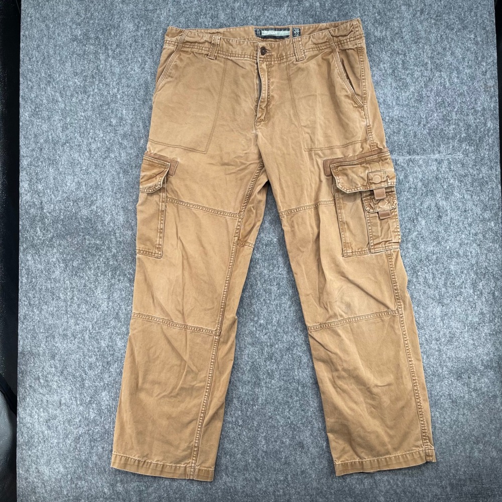 Vintage Old Navy Loose Cargo Pants Mens 34x27 Tan Brown Cotton Twill Workwear
